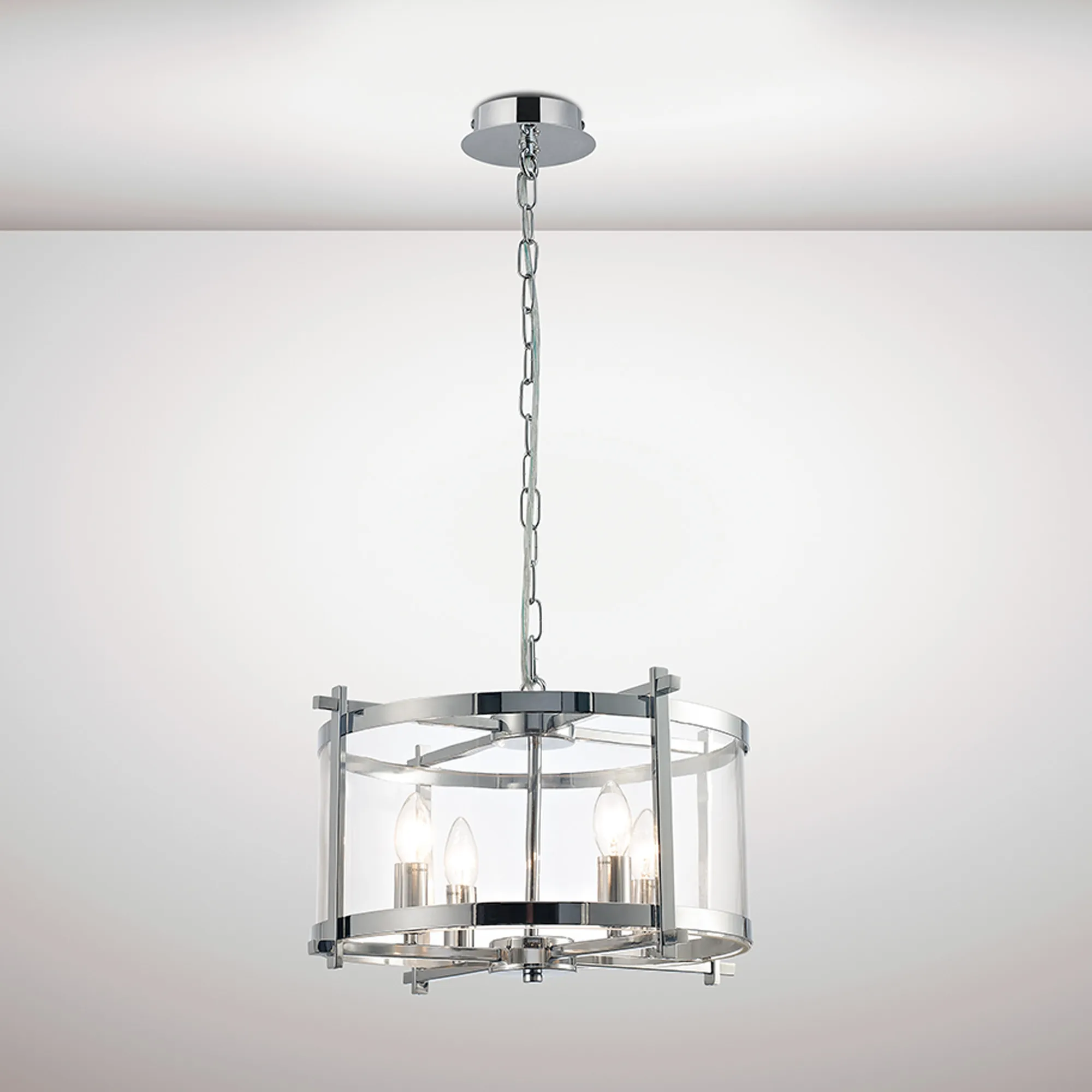 Nolan 46cm Glass Pendant 4 Light Polished Chrome D0089  Deco Nolan